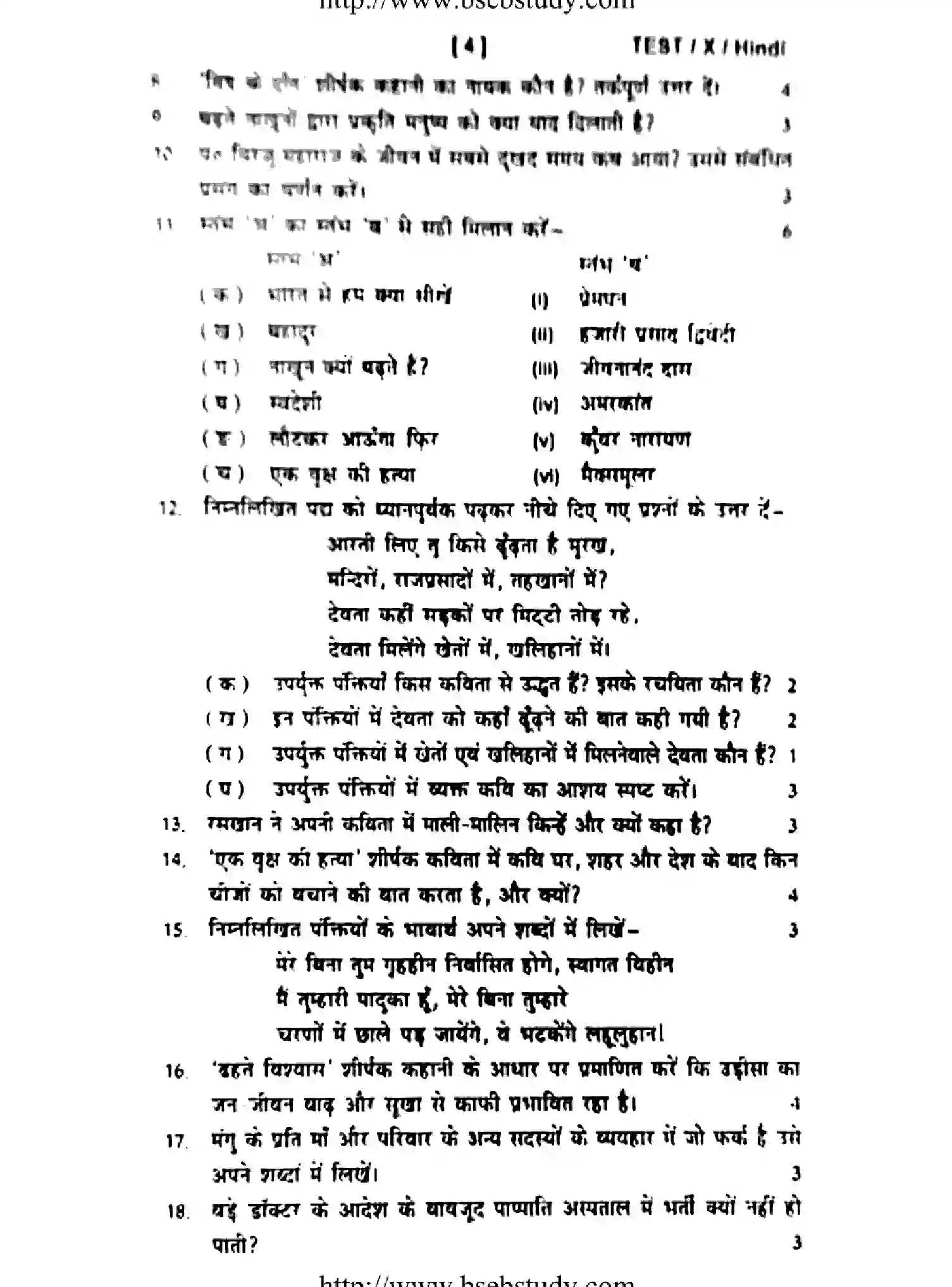 Bihar Board Class 10 2016 HINDI-TEST-EXAM Finals - Page 4