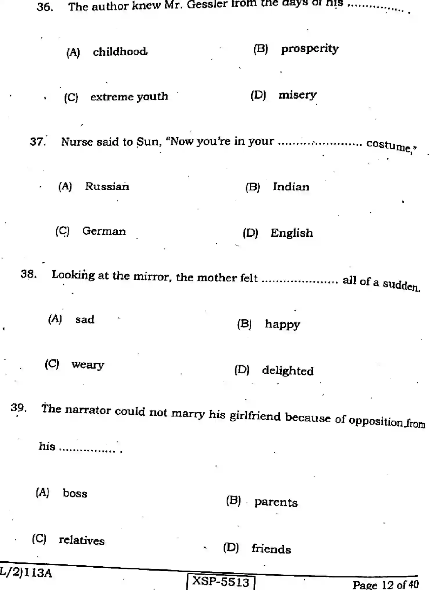 Bihar Board Class 10 2022 ENGLISH-113-A Finals - Page 12