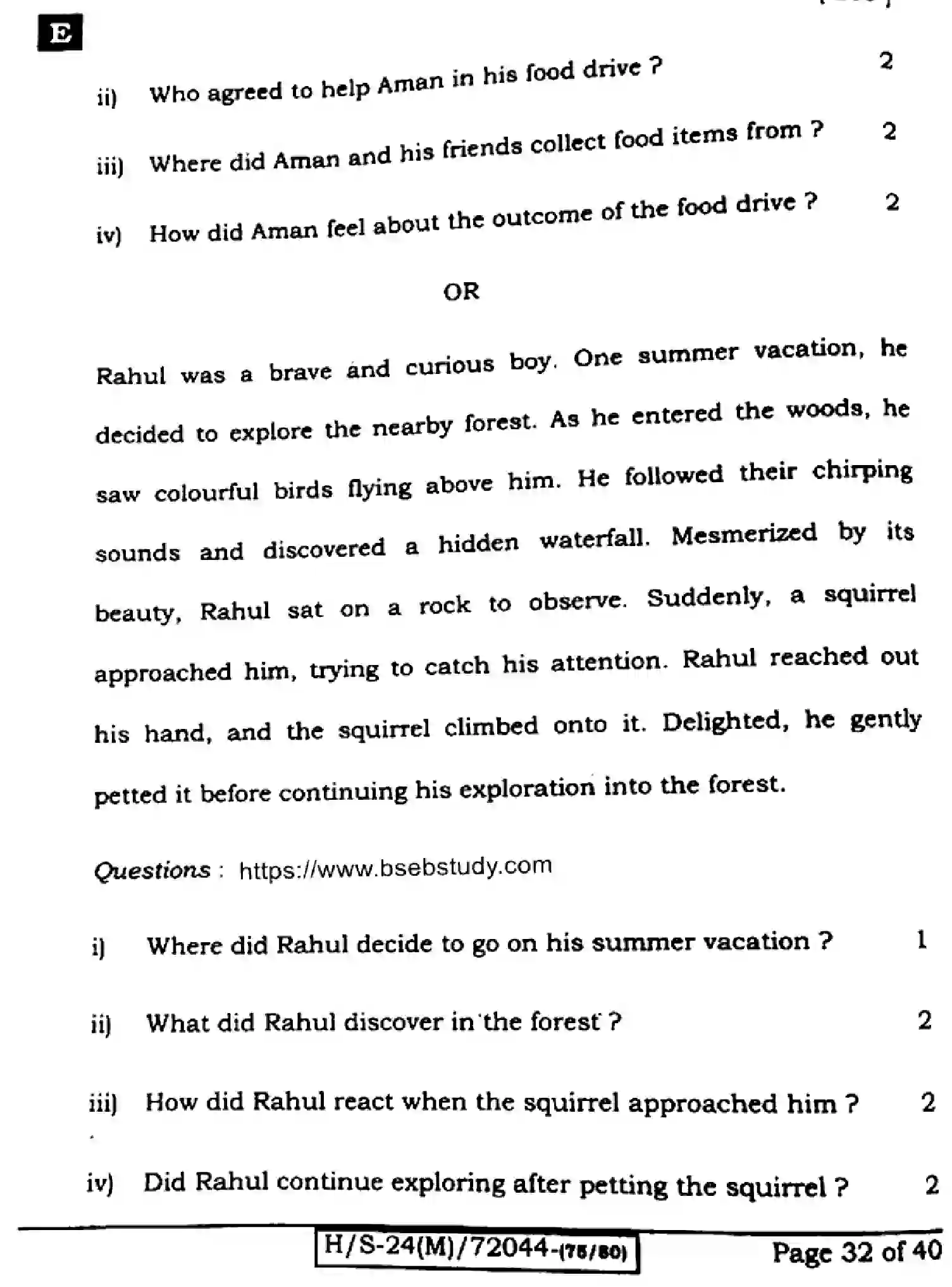 Bihar Board Class 10 2024 ENGLISH-213-SET-E Finals - Page 31