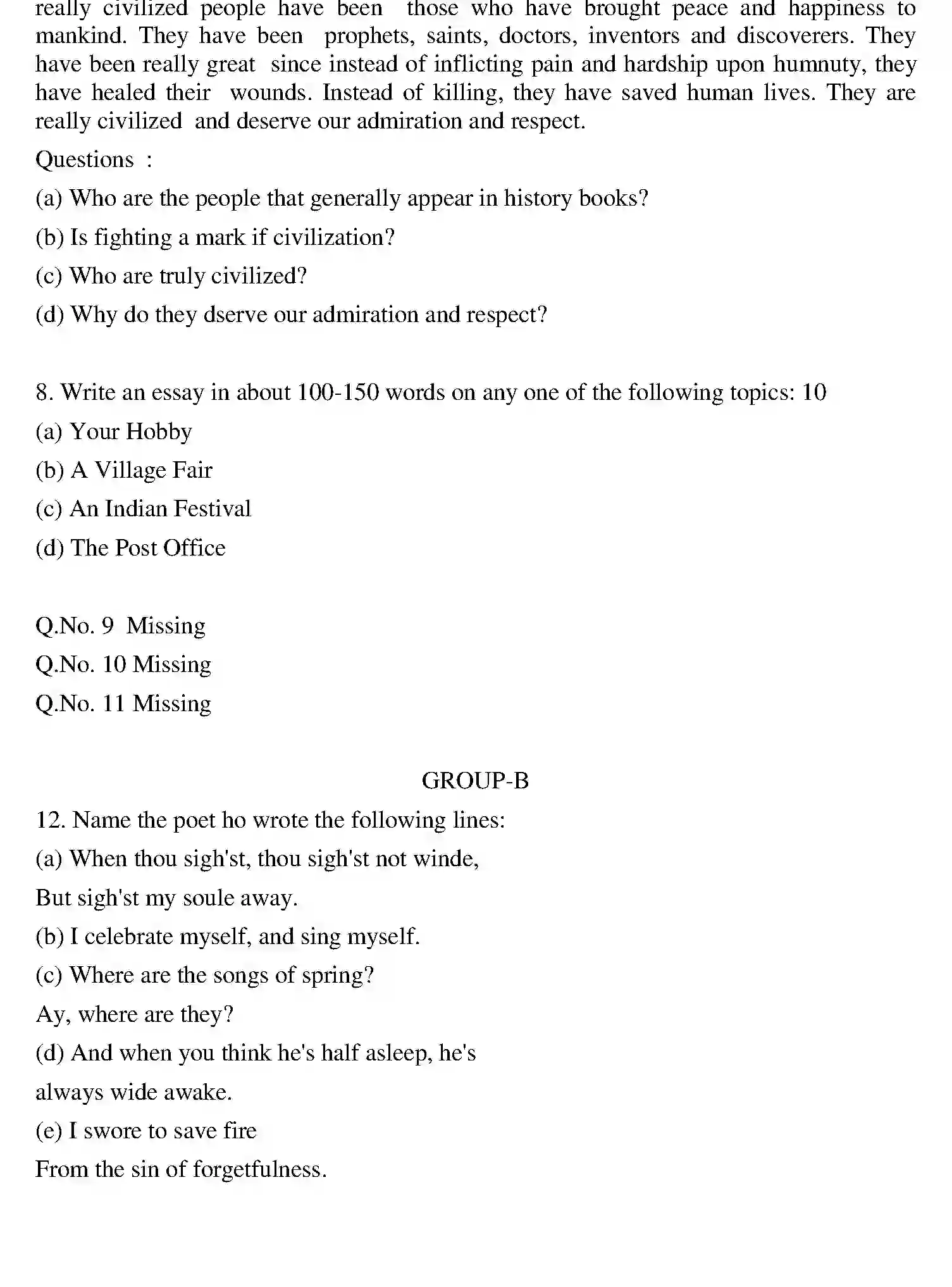 Bihar Board Class 2 2009 ENGLISH Question Bank - Page 2