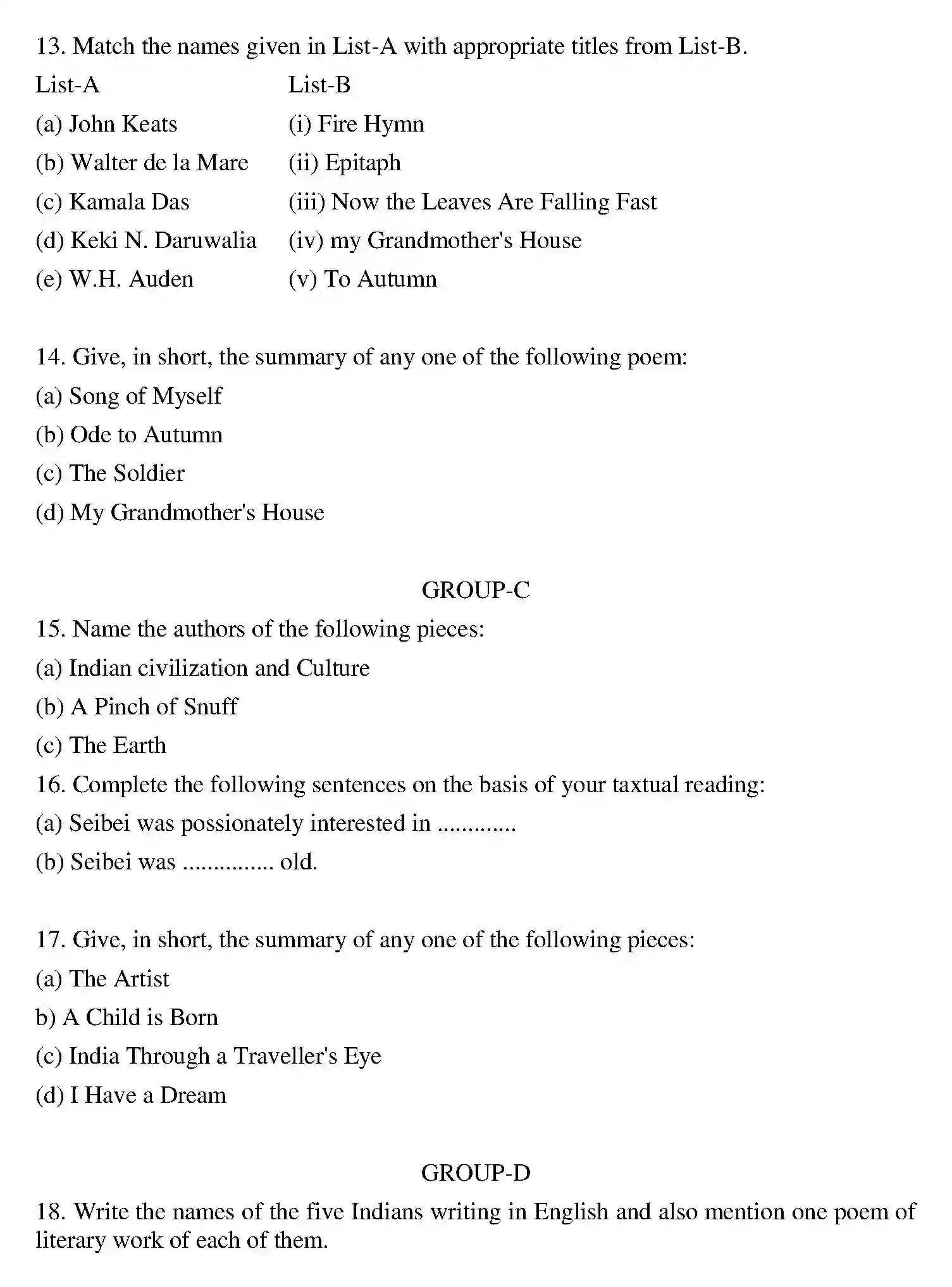 Bihar Board Class 2 2009 ENGLISH Question Bank - Page 3