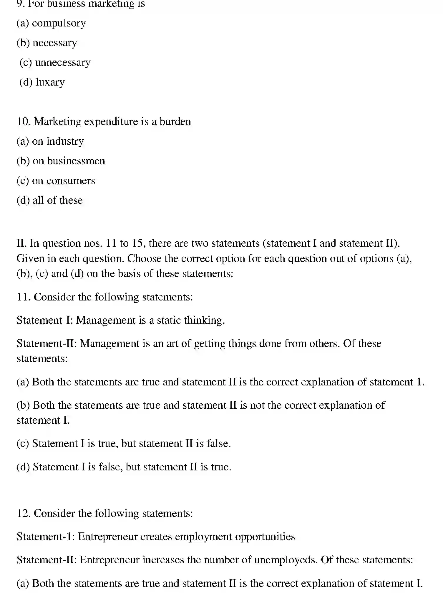 Bihar Board Class 2 2013 ENTREPRENEURSHIP Question Bank - Page 11