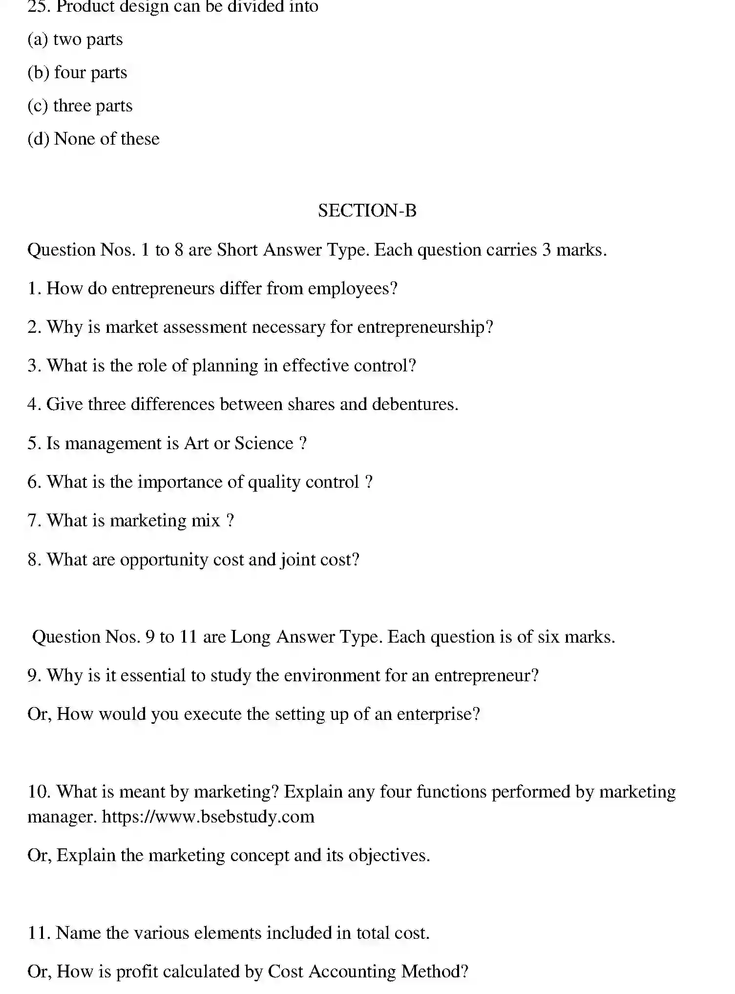 Bihar Board Class 2 2013 ENTREPRENEURSHIP Question Bank - Page 15