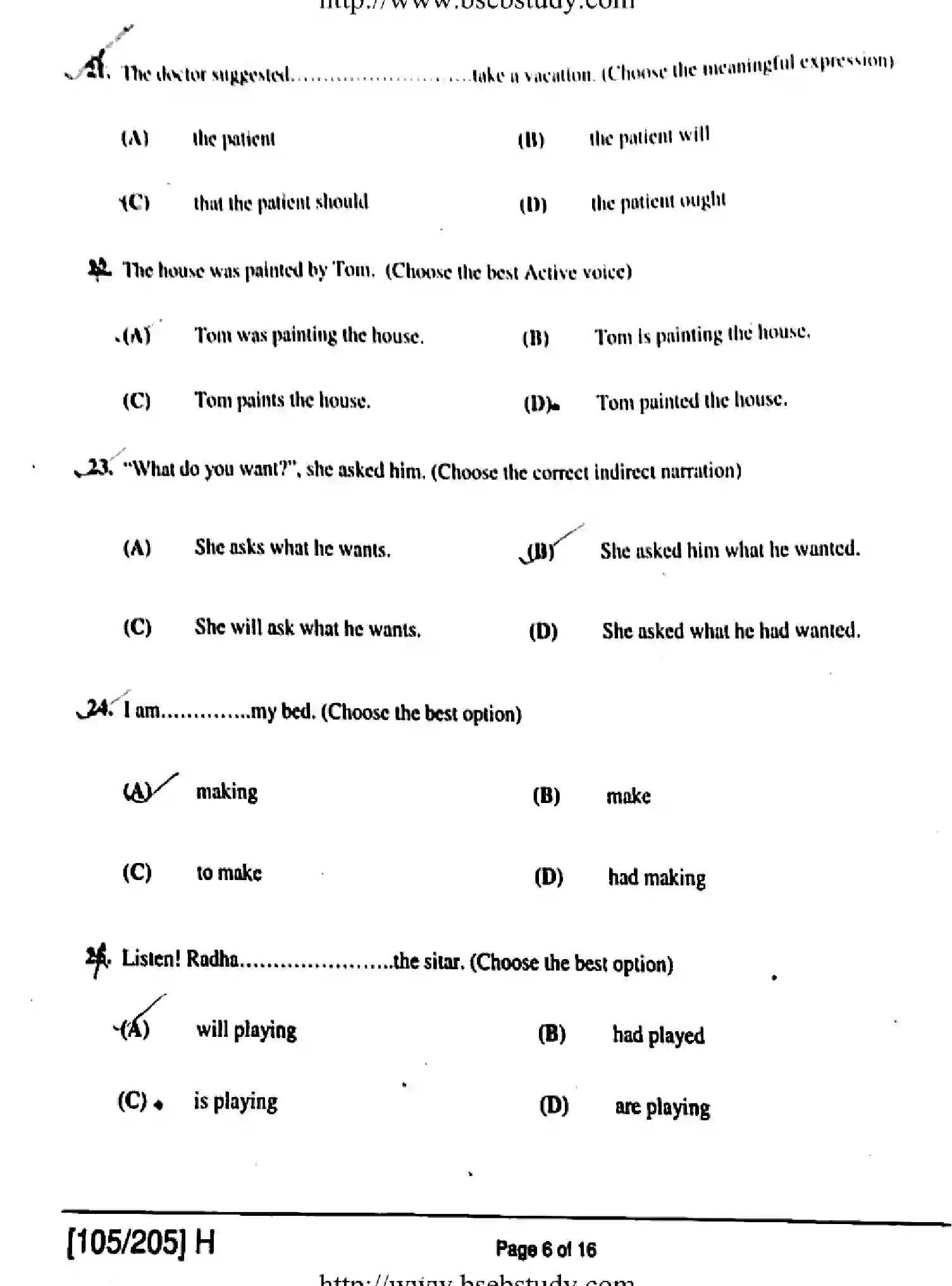 Bihar Board Class 2 2019 ENGLISH-105-205-H Question Bank - Page 6