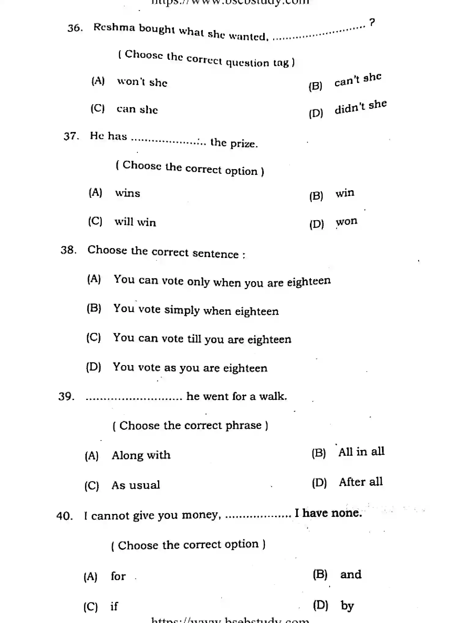 Bihar Board Class 12 2021 ENGLISH-COMPULSORY-105-205-B Question Bank - Page 10