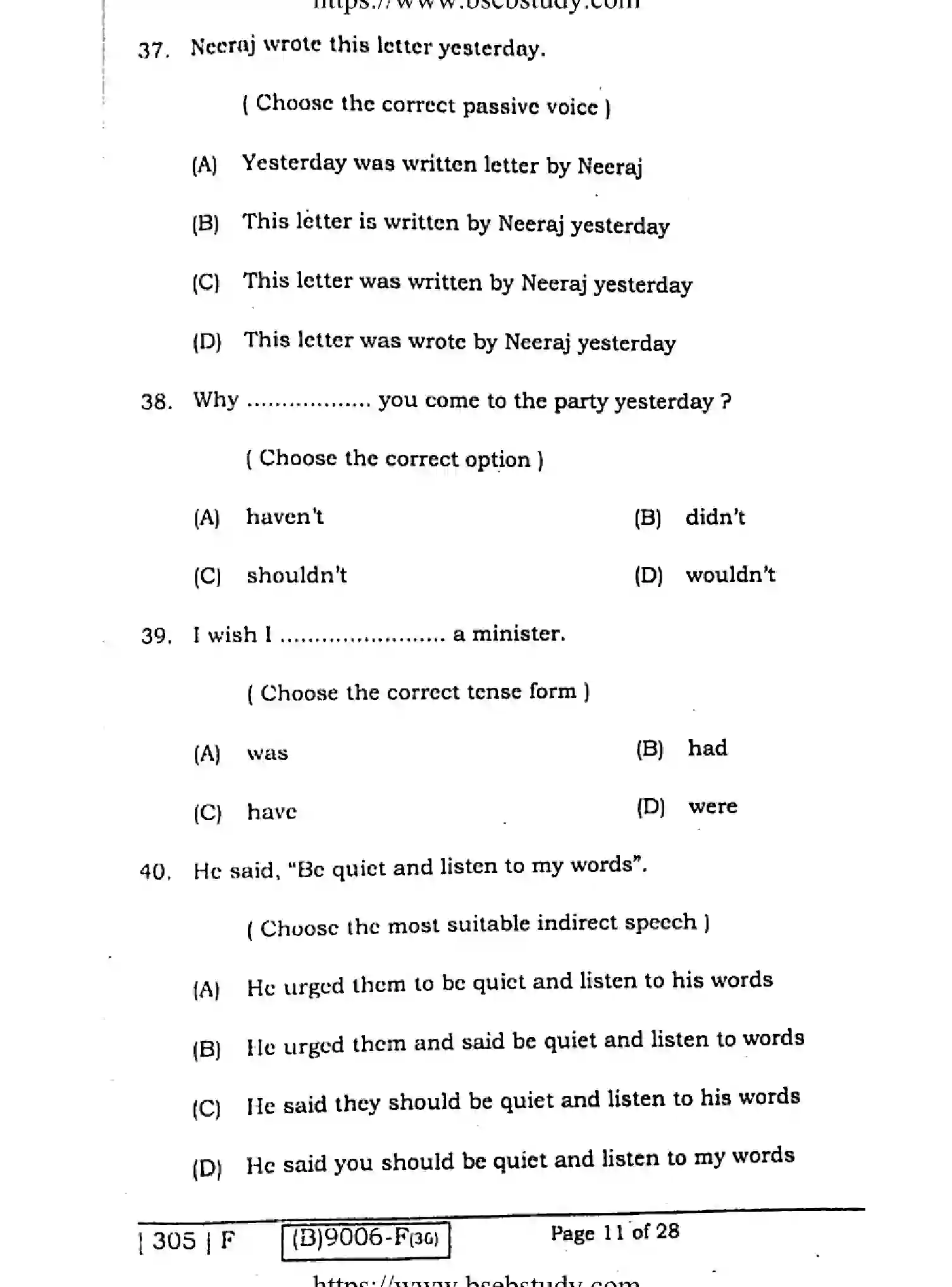 Bihar Board Class 2 2021 ENGLISH-COMPULSORY-305-F Question Bank - Page 10