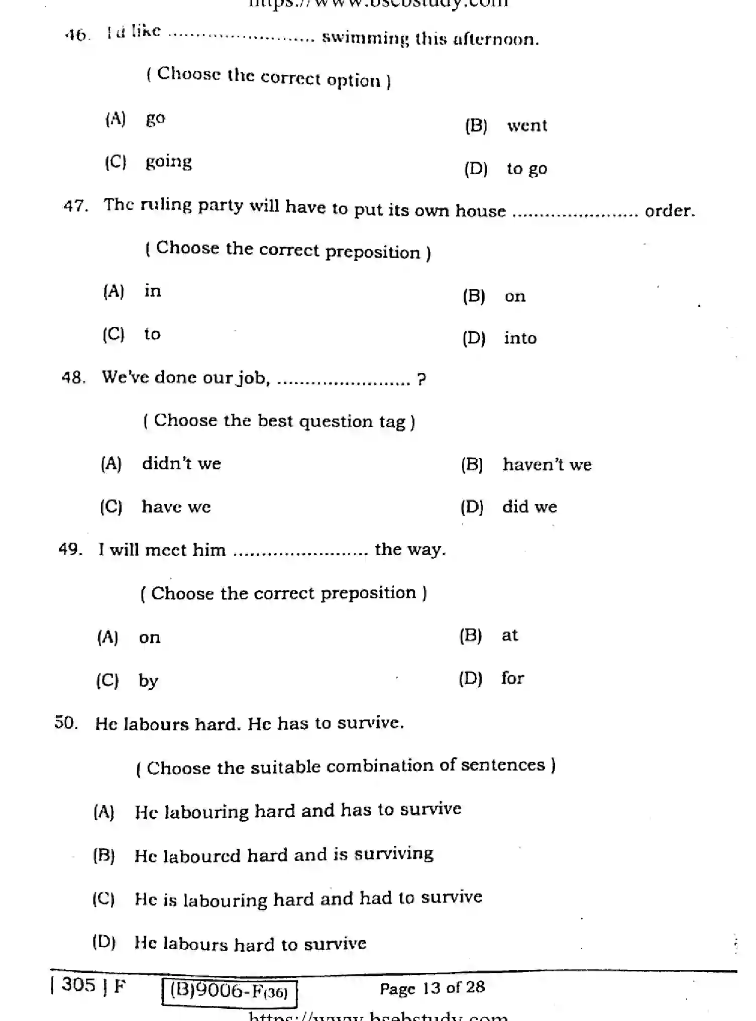 Bihar Board Class 2 2021 ENGLISH-COMPULSORY-305-F Question Bank - Page 12