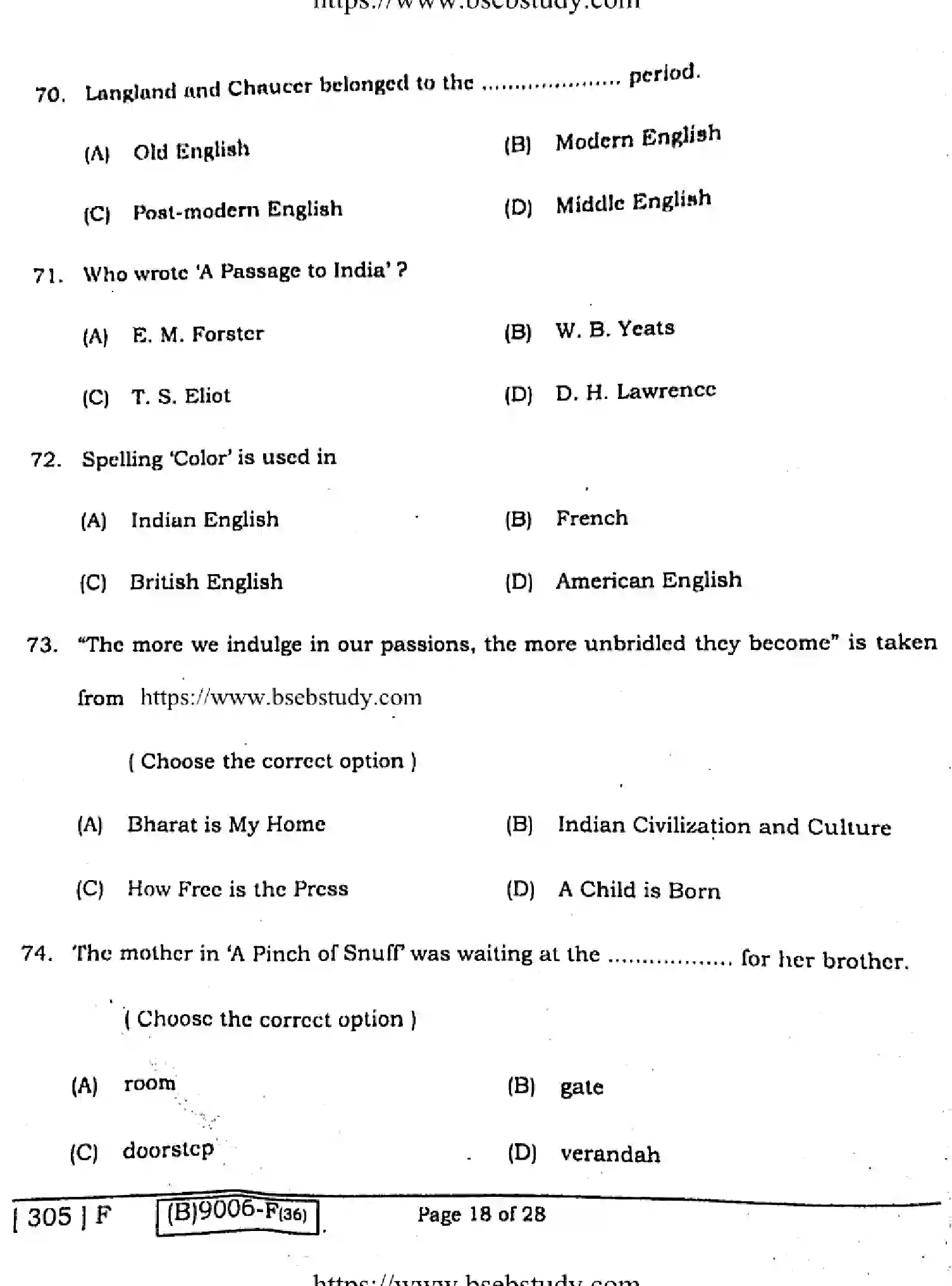 Bihar Board Class 2 2021 ENGLISH-COMPULSORY-305-F Question Bank - Page 17