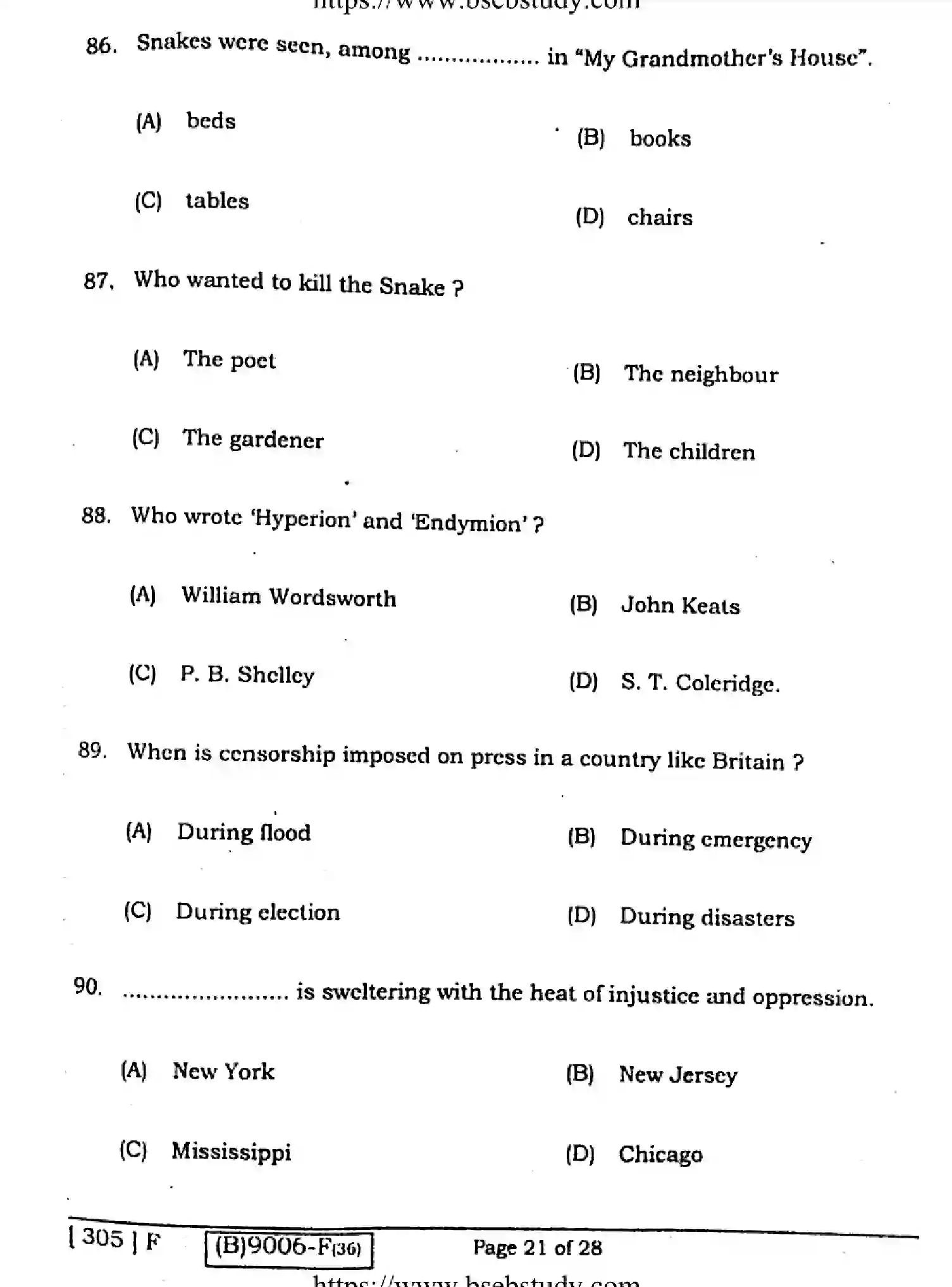 Bihar Board Class 2 2021 ENGLISH-COMPULSORY-305-F Question Bank - Page 20
