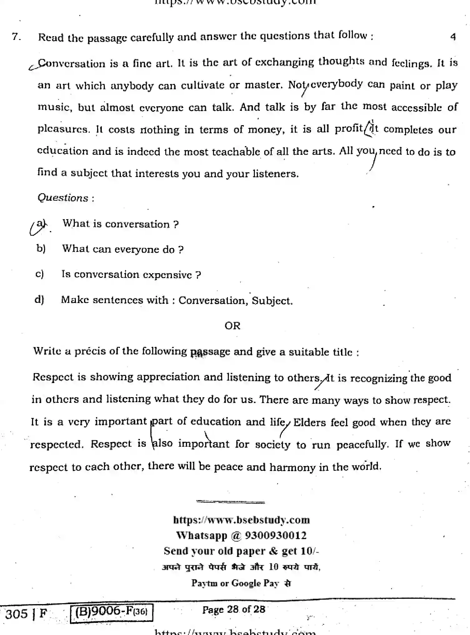 Bihar Board Class 2 2021 ENGLISH-COMPULSORY-305-F Question Bank - Page 27