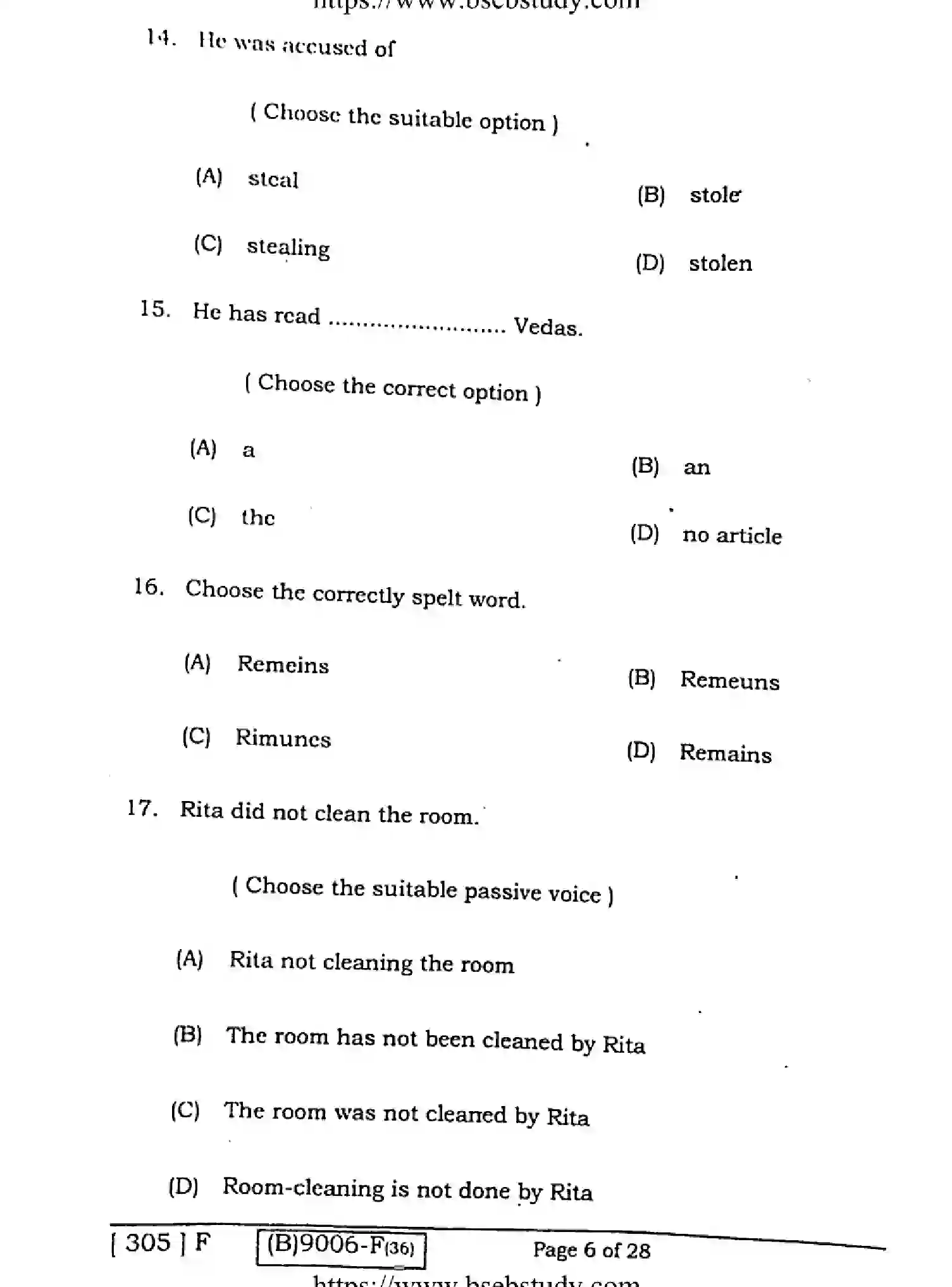 Bihar Board Class 2 2021 ENGLISH-COMPULSORY-305-F Question Bank - Page 5