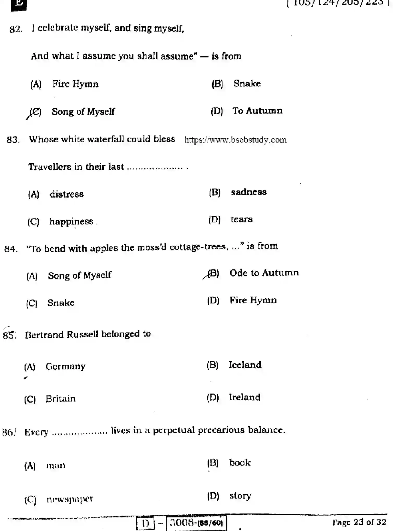 Bihar Board Class 2 2022 ENGLISH-COMPULSORY-105-124-205-223-E Question Bank - Page 23