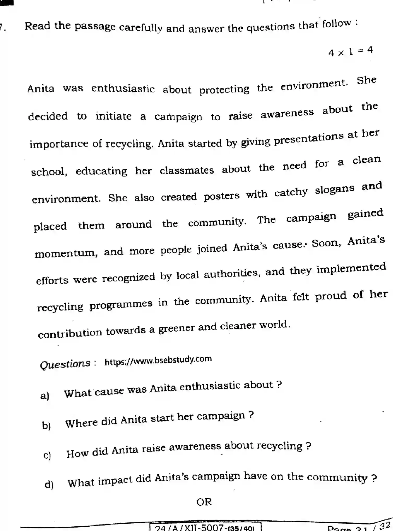 Bihar Board Class 2 2024 ENGLISH-105-SET-E Question Bank - Page 31