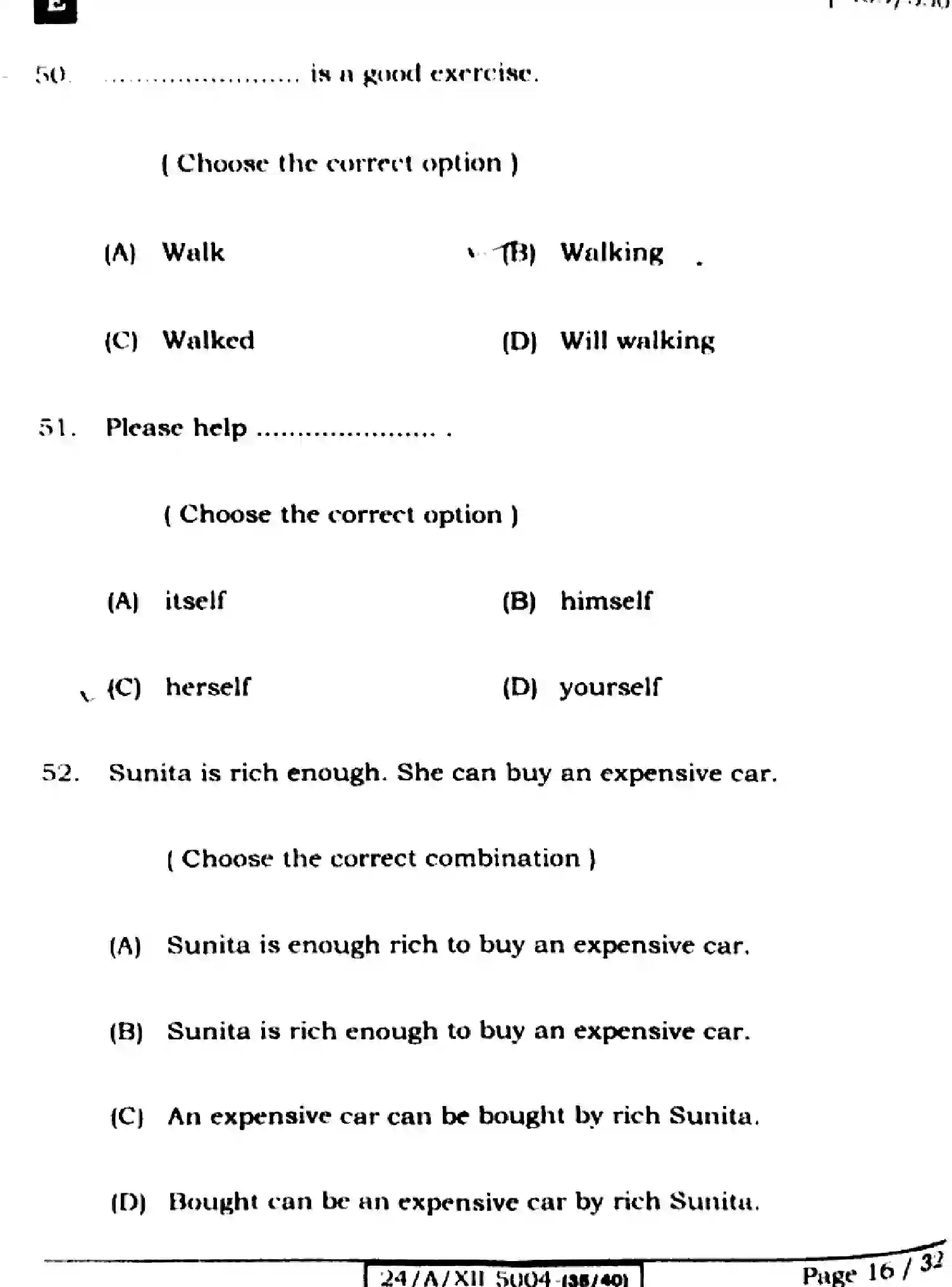 Bihar Board Class 2 2024 ENGLISH-305-330-SET-E Question Bank - Page 16