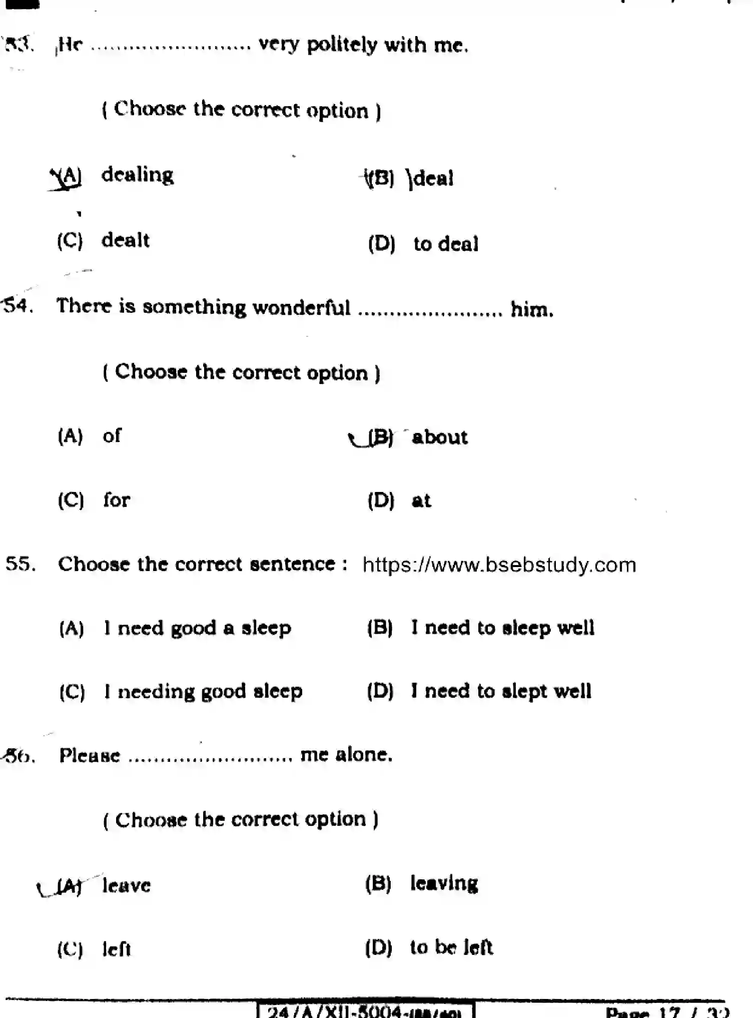 Bihar Board Class 2 2024 ENGLISH-305-330-SET-E Question Bank - Page 17