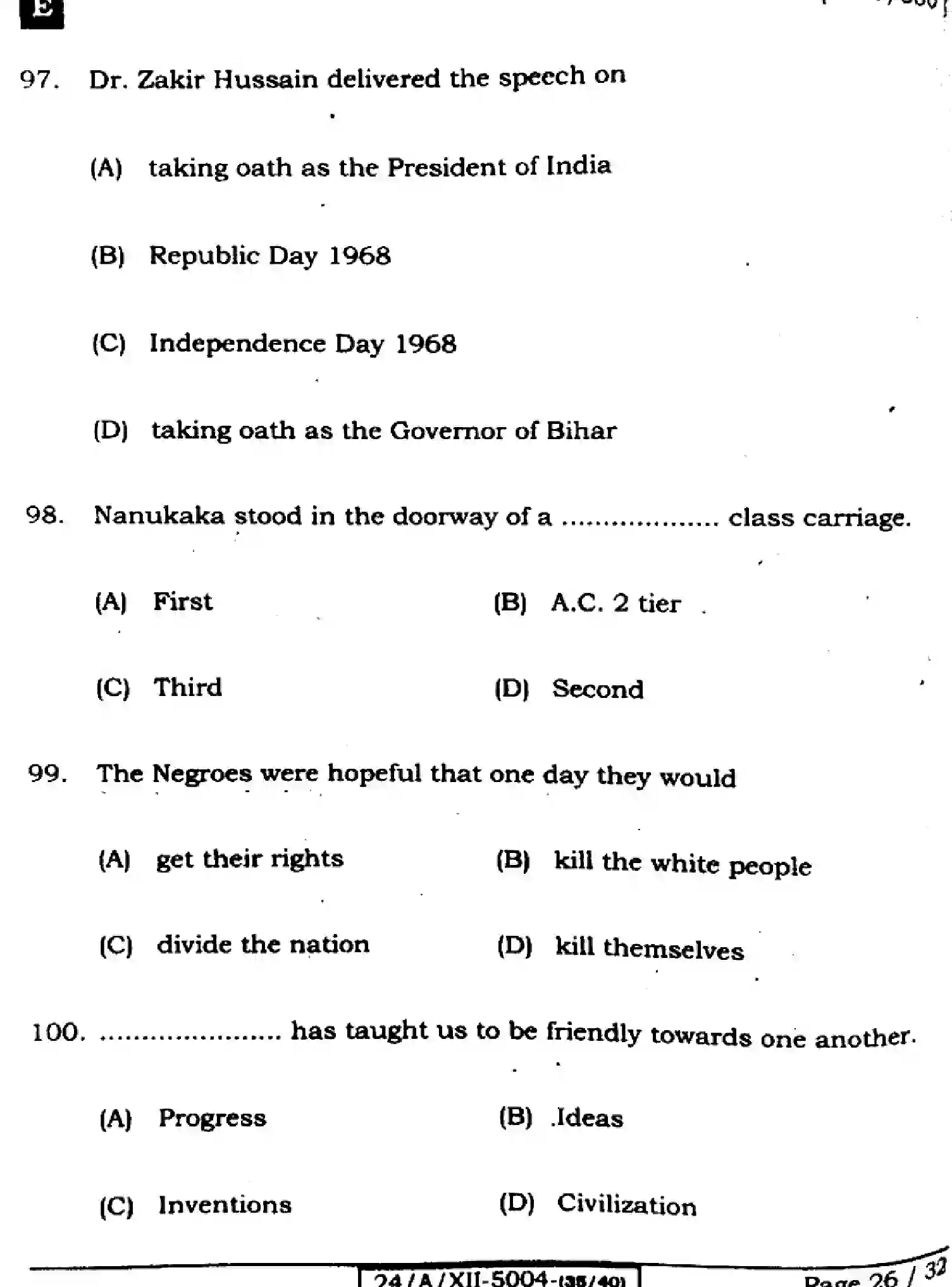 Bihar Board Class 2 2024 ENGLISH-305-330-SET-E Question Bank - Page 26
